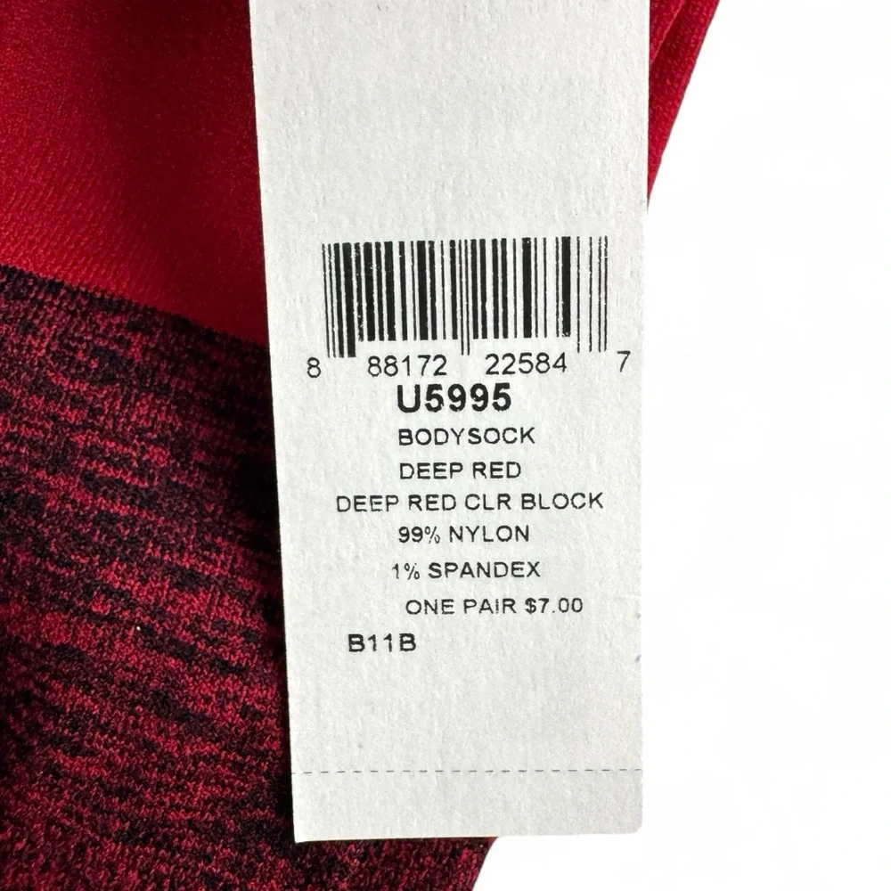 HUE Womens Bodysock Deep Red One Size‎ Fits Most Colorblock New 5 Pairs